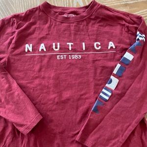 Long Sleeve Nautica Beach Coastal Sailing Flag Beach Tee Shirt